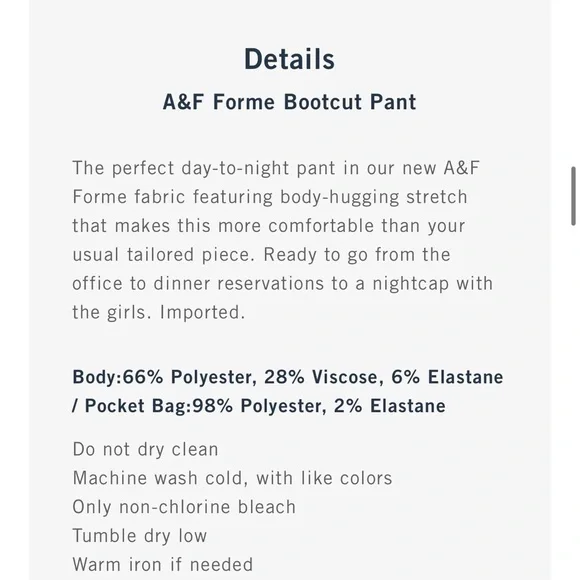 New Abercrombie & Fitch Forme Bootcut Pant - Classic Black - Picture 5 of 5